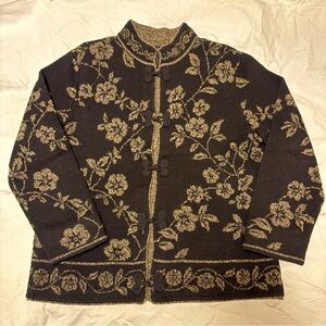 Talbots wool Cardigan Black & Golden Tan